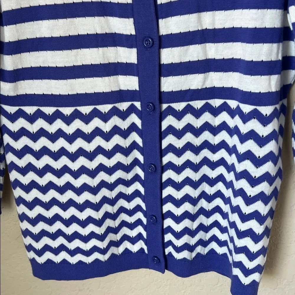 Kate spade blue and white striped cotton cardigan